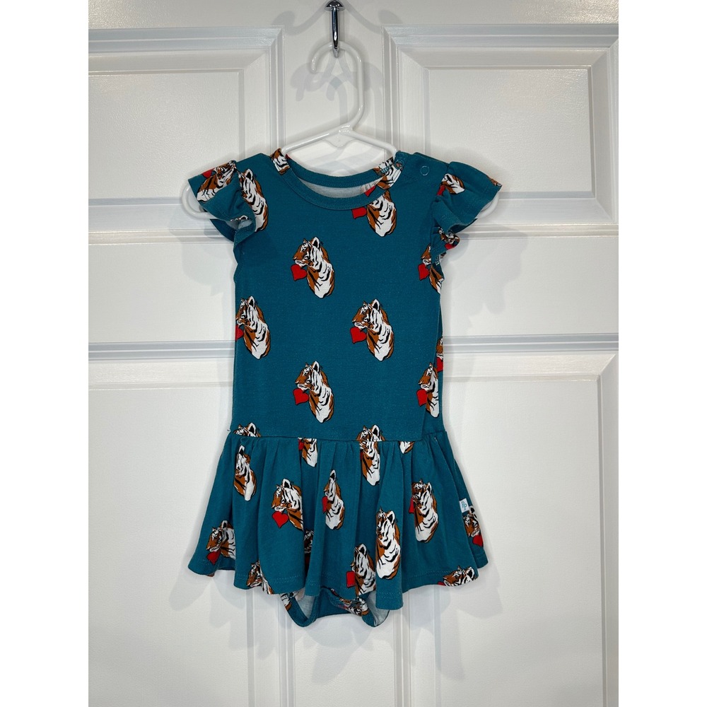 Posh Peanut Size 12-18 Months Turquoise Tigerโ Romper Bodysuit